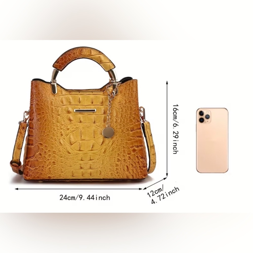 Gold Crocodile Satchel NWT - Picture 6 of 7